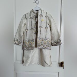 Elegant Kids Cream and Silver Embroidered Set